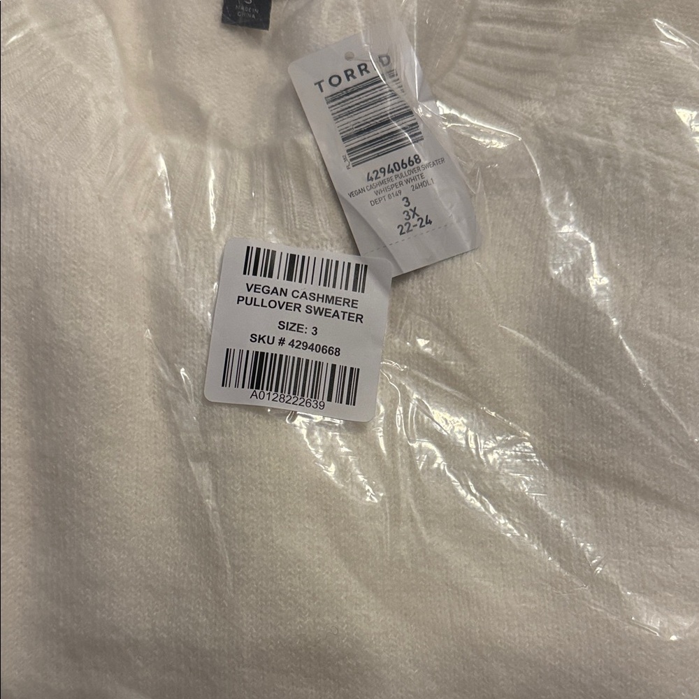 Torrid White Vegan Cashmere Pullover Sweater